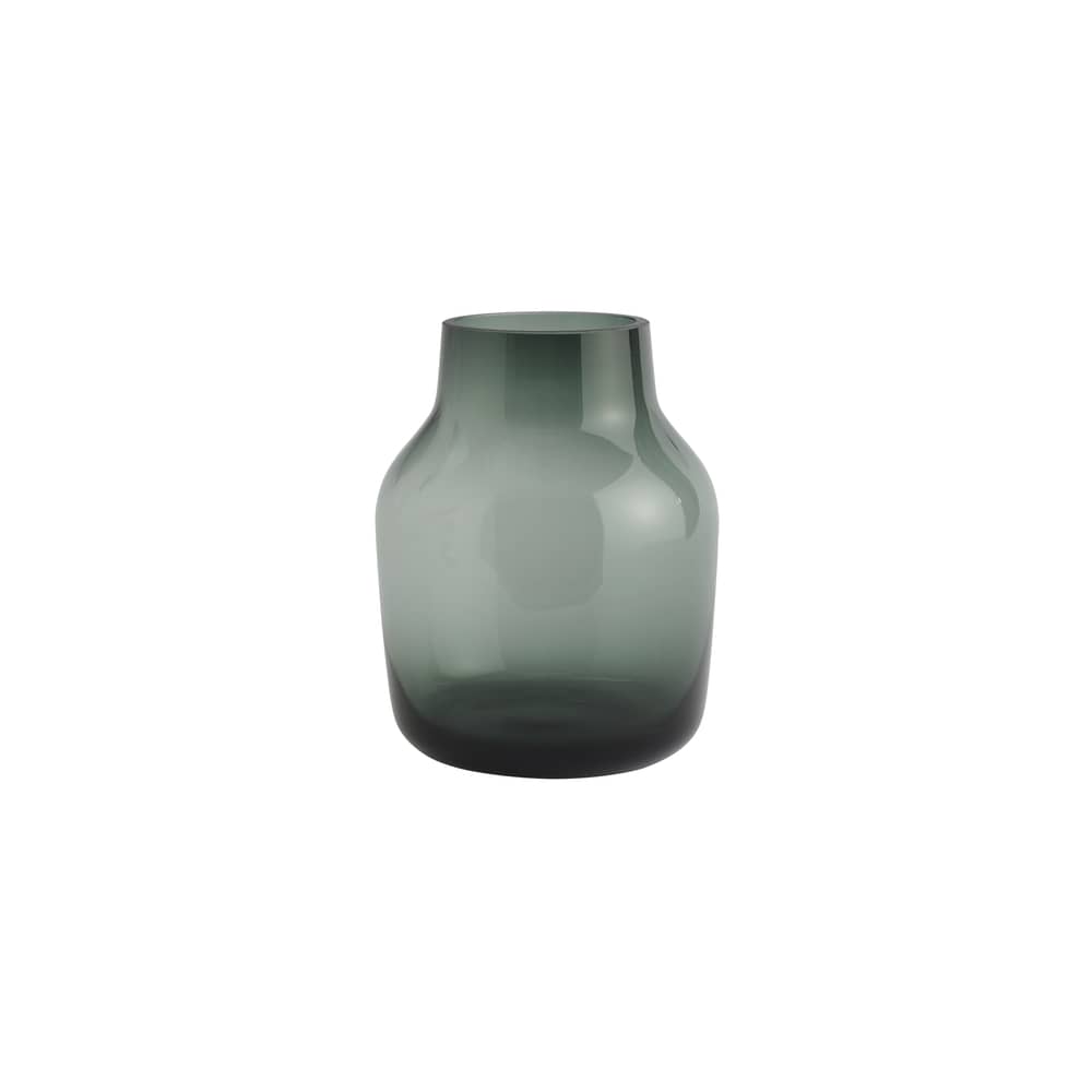 Vase Silent verre vert / Ø 15 x H 19 cm - Muuto - Vert foncé - Verre soufflé bouche