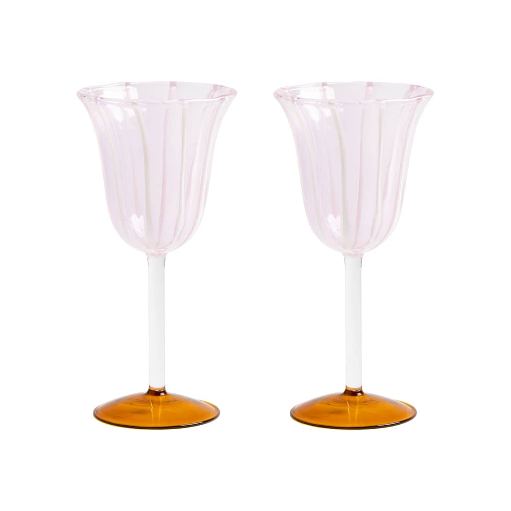 Verre à vin Eve verre rose / Set de 2 - 18 cl - & klevering - Rose pâle & ambre - Verre