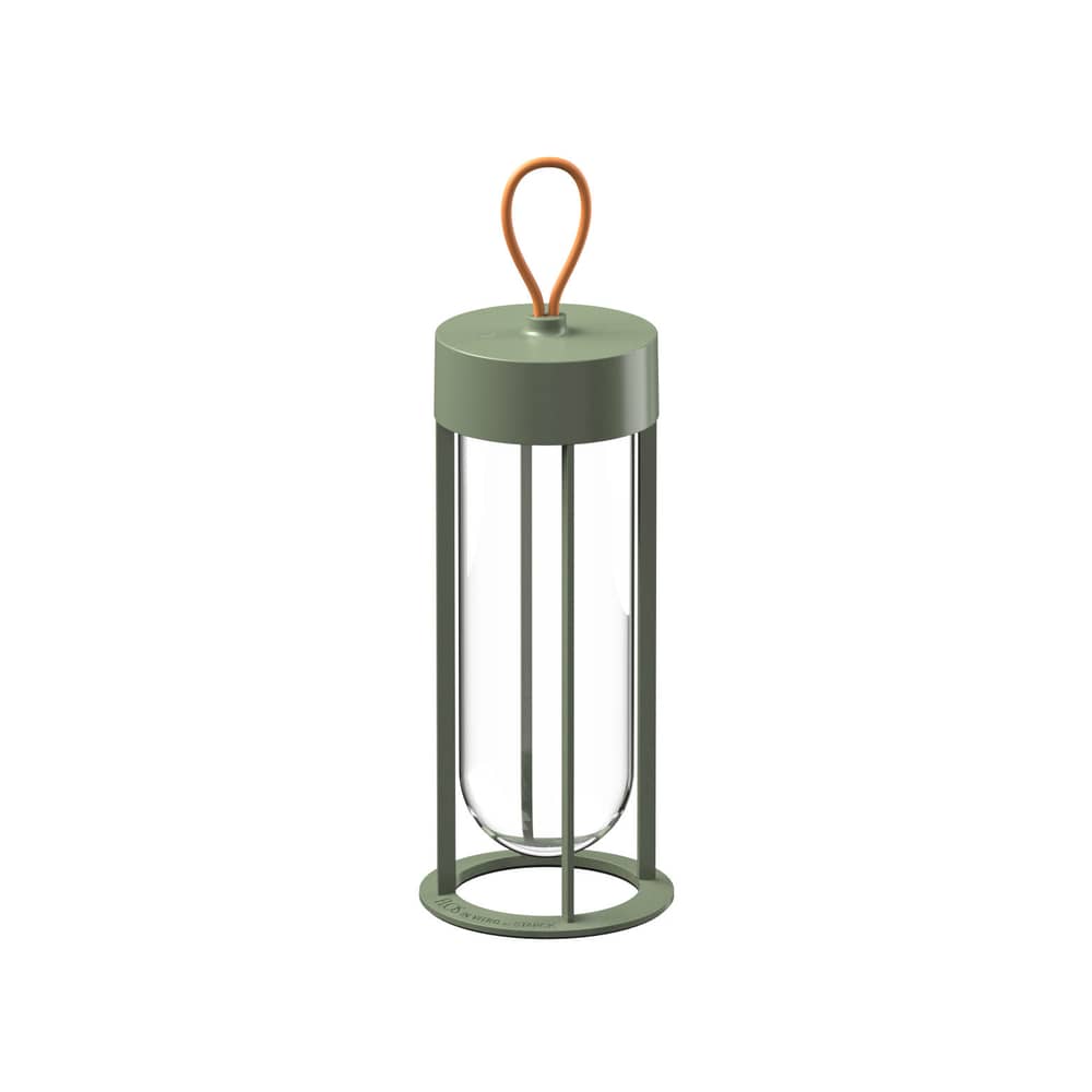 In Vitro Unplugged LED Wireless rechargeable outdoor lamp metal glass green / LED -  By Starck - Flos - Pale green - Aluminium, Borosilicated glass