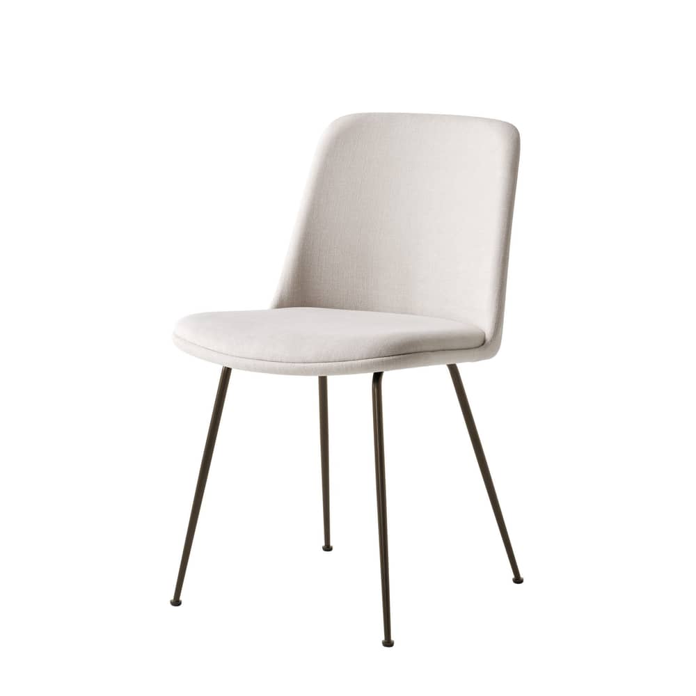 Chaise rembourrée Rely HW9 tissu beige  / Seconde vie - &tradition - Beige-gris (tissu Linara Stone) / Pieds bronze - Fibre de verre, Mousse HR, Polypropylène, Tissu