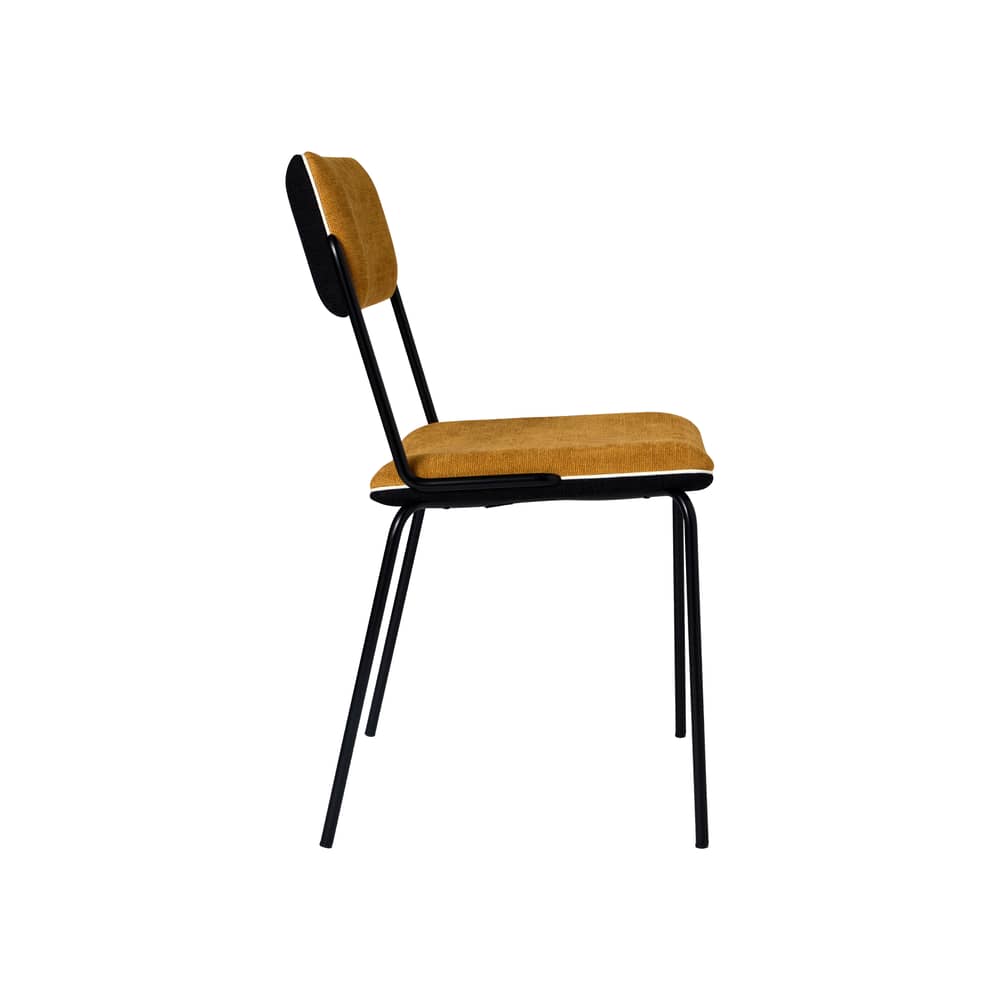 Chaise rembourrée Double jeu tissu jaune - Maison Sarah Lavoine - Ocre & noir (coton) - Acier, Coton, Mousse