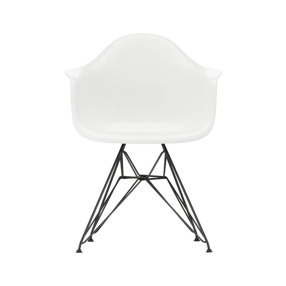 Fauteuil RE DAR - Eames Plastic Armchair / (1950) - Pieds noirs / Recyclé - Vitra - Blanc coton / Pieds noirs - Acier laqué époxy, Plastique recyclé post-consommation