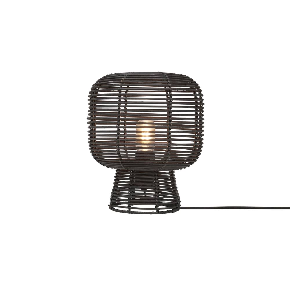Lampe de table Tanami fibre végétale bois noir / rotin / Ø 27 x H 30 cm - GOOD&MOJO - Noir - Fer, Rotin