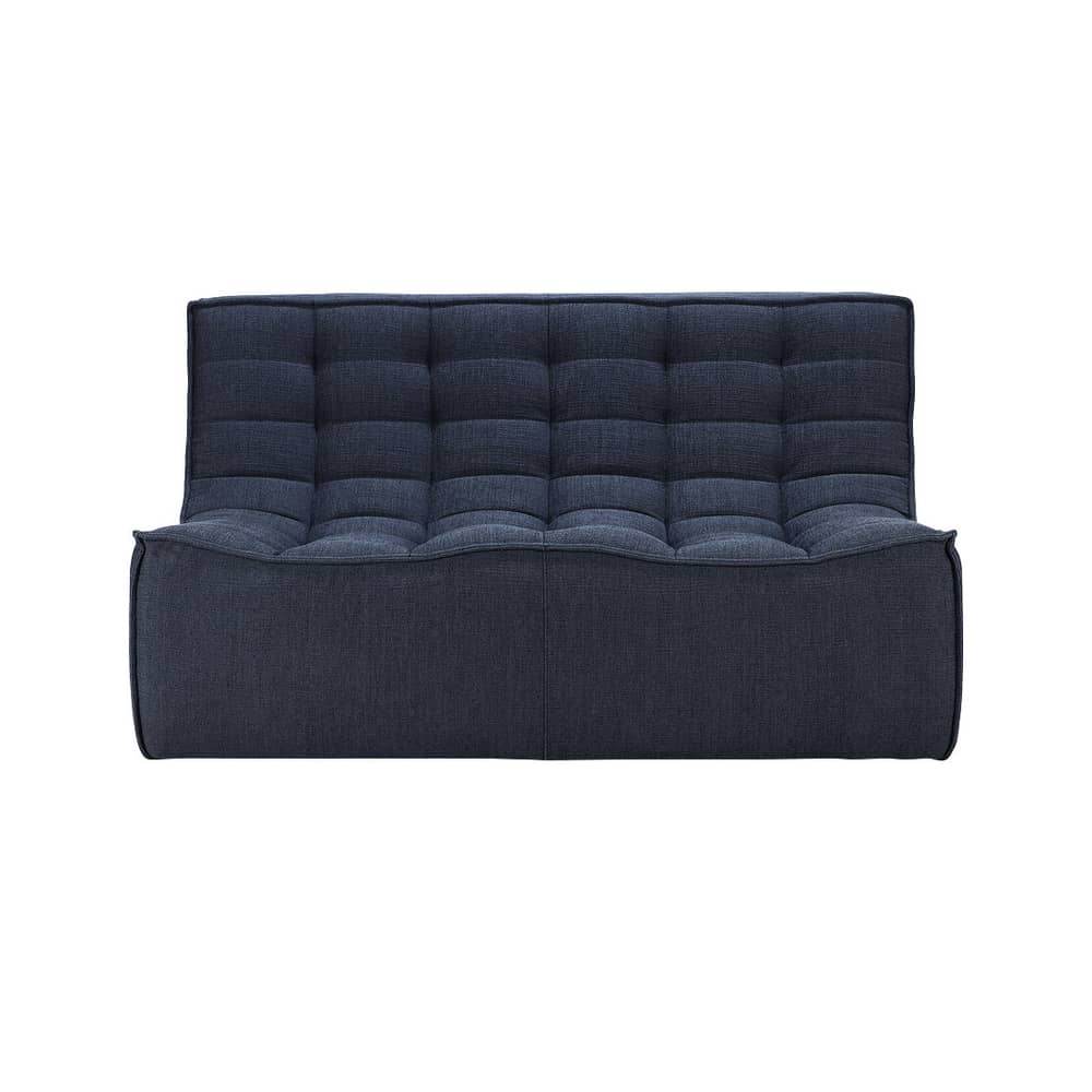 Sofa N701 textil grau / 2-Sitzer - L 140 cm / Recycling-Baumwolle - Ethnicraft - Graphitgrau - Holz, Recycelte Baumwolle, Schaumstoff