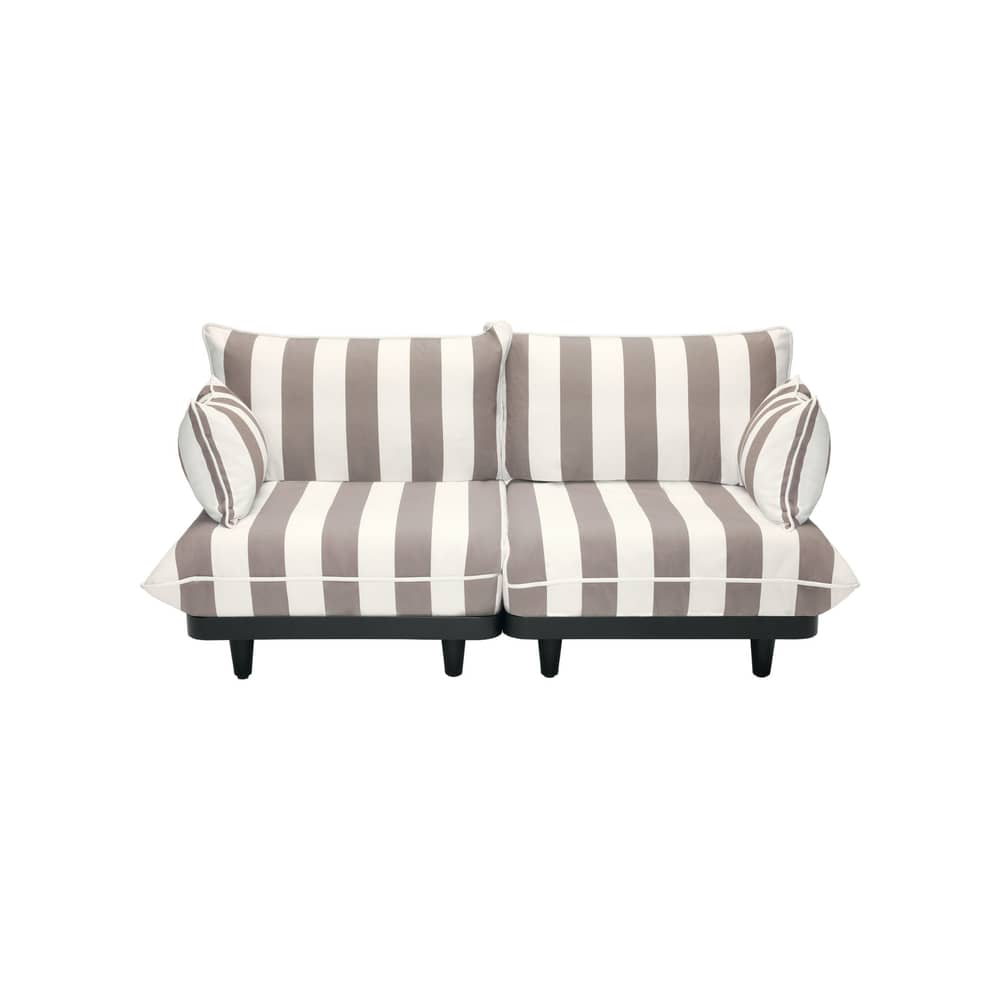 Gartensofa 2-Sitzer Paletti Lounge textil braun / L 190 cm - Fatboy - Gestreift / Kakao - Olefin Stoff, Polyesterschaum, Recyceltes Polyethylen, Stahl