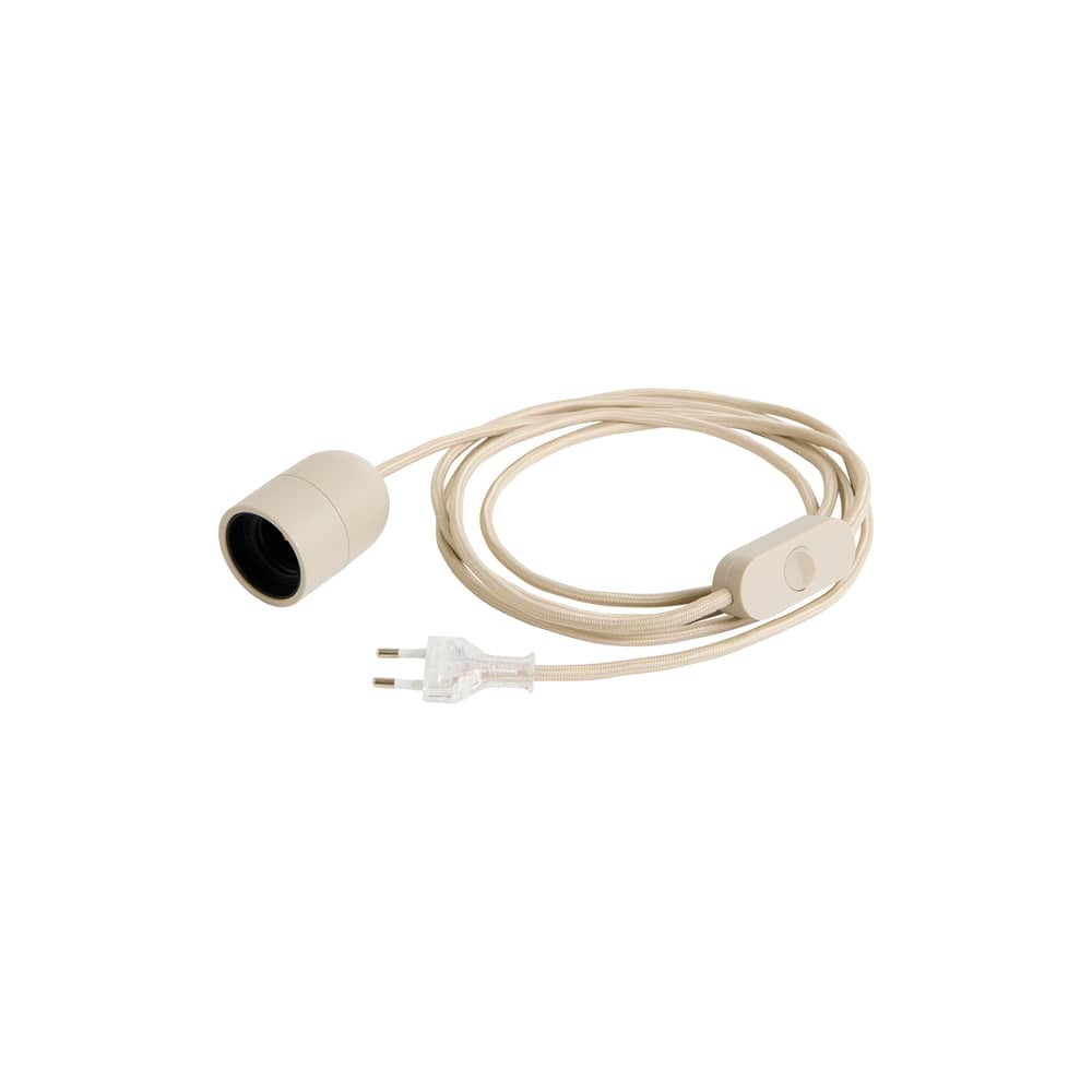 Système électrique pour suspension Common / Set câble tissu 4m, rosace, douille E27 - Hay - Gris béton - ABS, Polycarbonate, Tissu