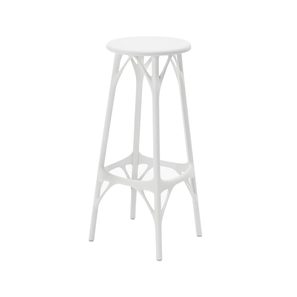 Tabouret haut A.I. LIGHT / H 75 cm - Conçu par intelligence artificielle / Recyclé - Kartell - Blanc - Technopolymère thermoplastique recyclé