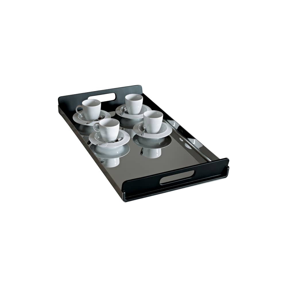 Vassily Tray metal black / Steel - 45 x 30 cm - Alessi - L 45 cm - Black & steel - PMMA, Polished stainless steel