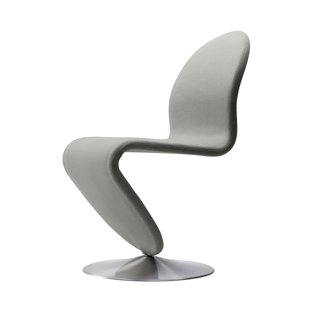 Chaise rembourrée 123 tissu gris beige / Exclu web - Verpan - Taupe - Aluminium brossé, Laine, Mousse de caoutchouc
