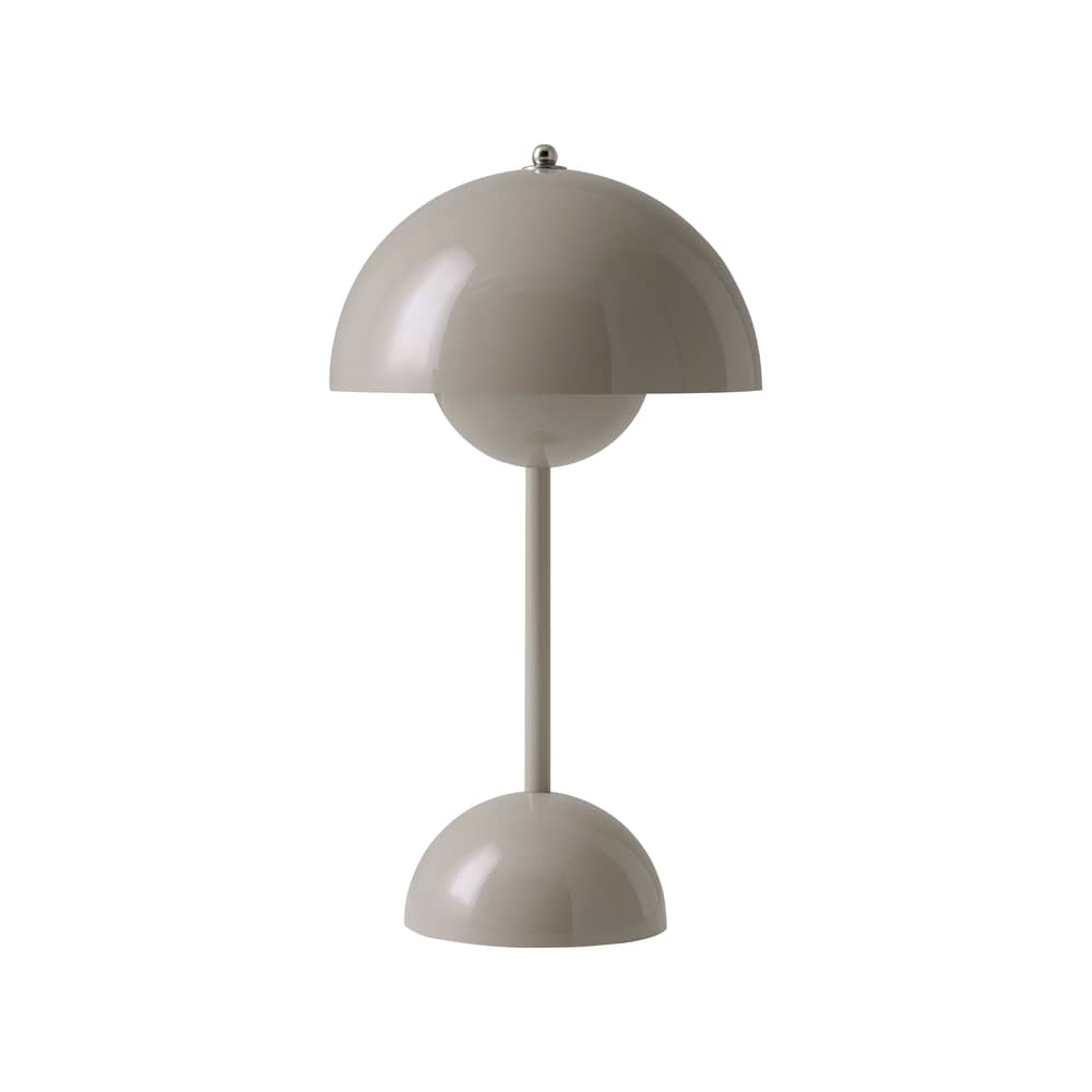 Lampe sans fil rechargeable Flowerpot VP9 plastique gris beige / Ø 16 x H 29 cm - Verner Panton, 1968 - &tradition - Gris-beige - Polycarbonate