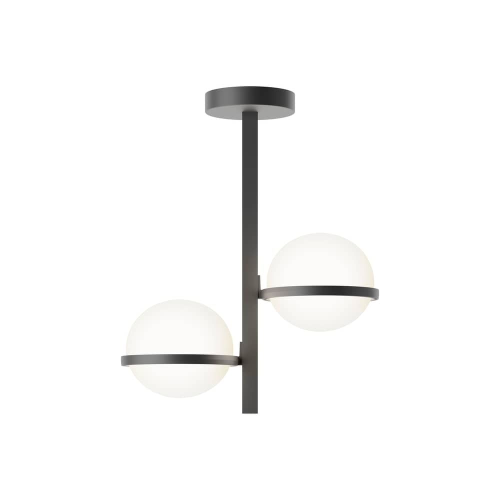 Plafoniera Palma metallo nero / Ø 50 x H 61 cm - Vibia - Grafitto opaco laccato - Acciaio, Alluminio, vetro soffiato