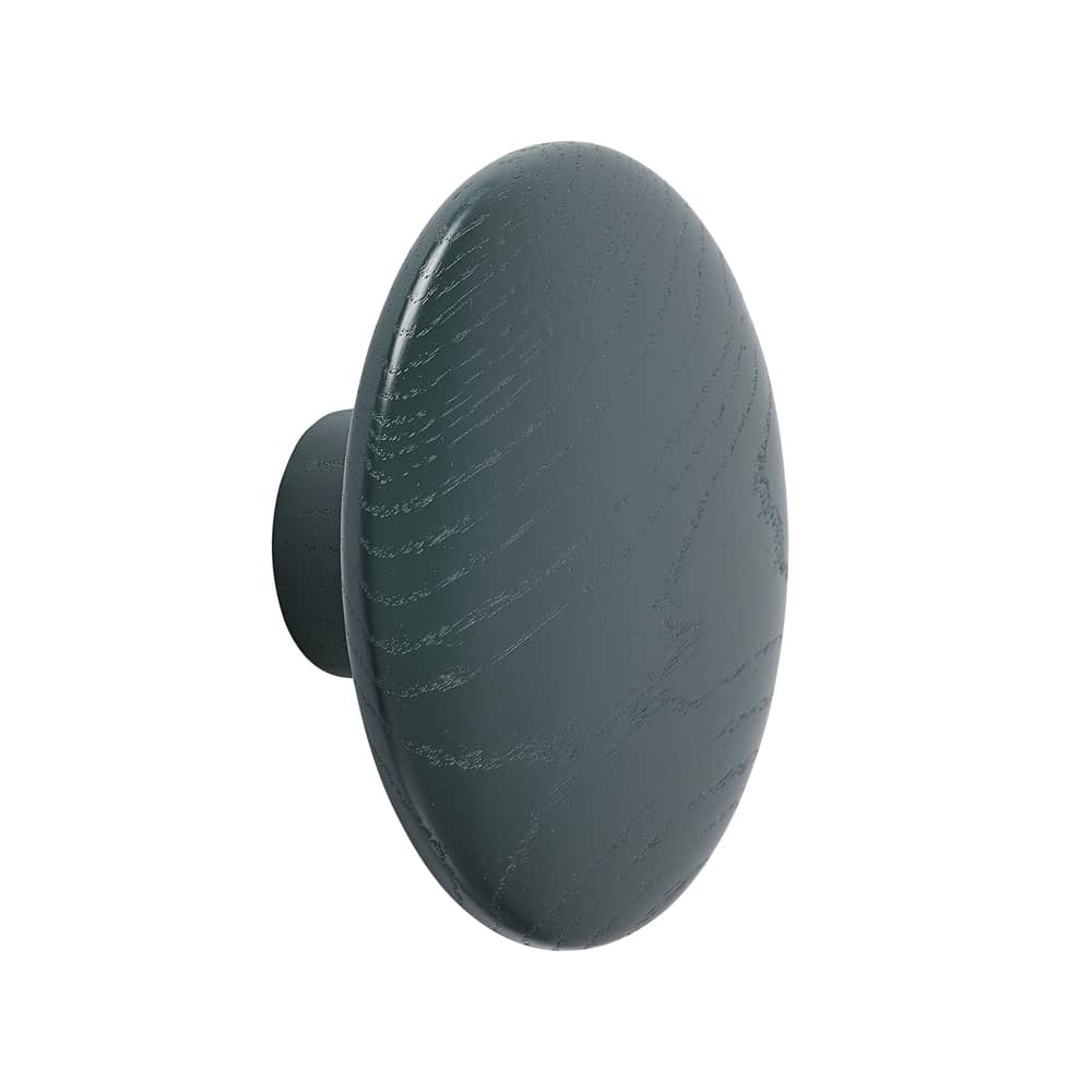 Patère The Dots Wood Medium / Bois - Ø 13 cm - Muuto - Vert foncé - Frêne teinté