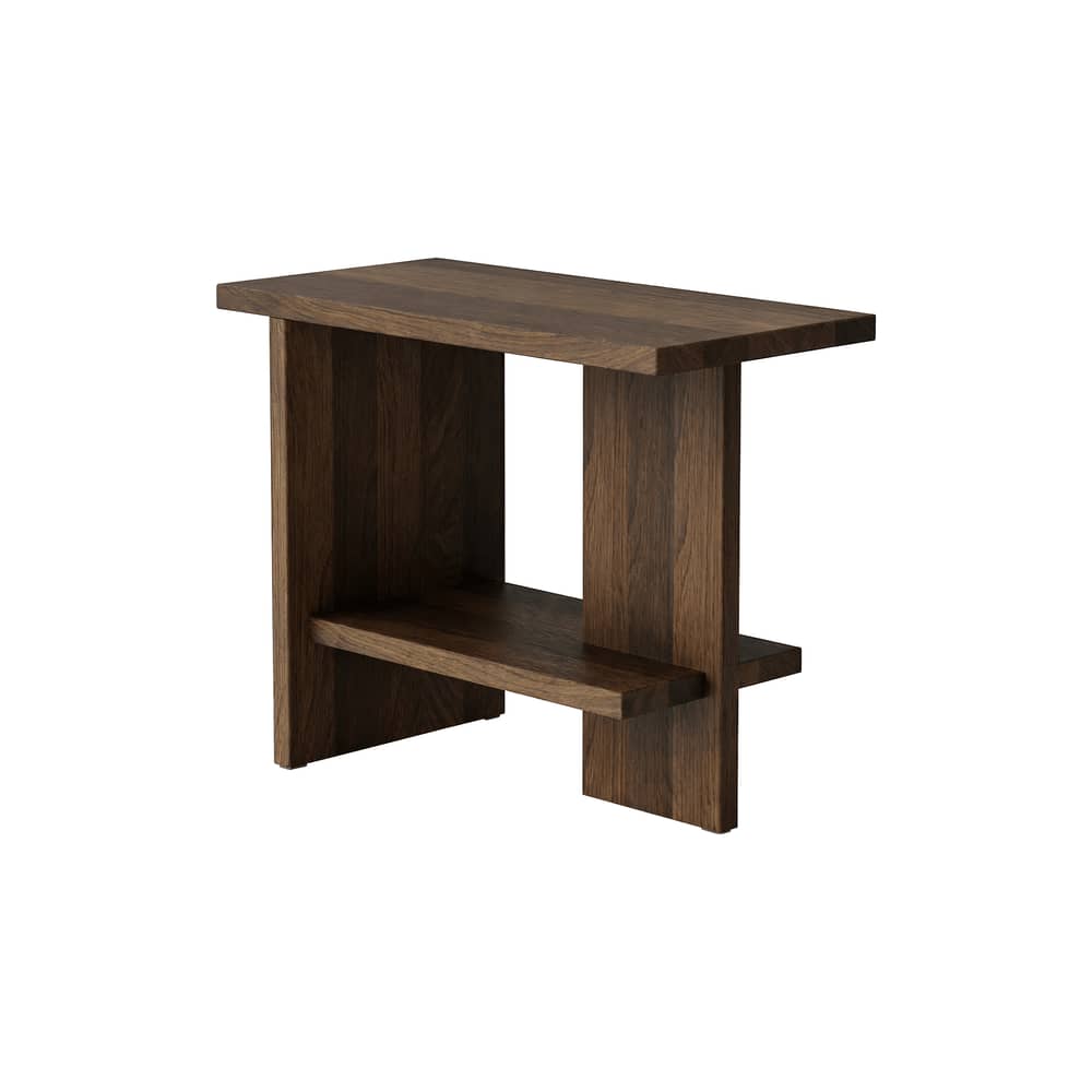 Table d\'appoint Tee bois marron / 60 x 30 x H 47,5 cm - NINE - Chêne fumé - Chêne massif fumé