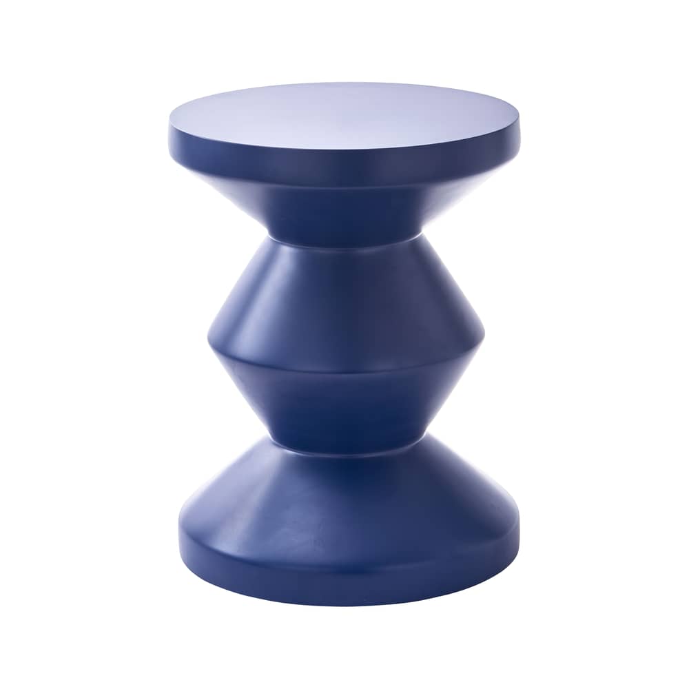 Tabouret Zig Zag OUTDOOR bleu - Pols Potten - Bleu foncé mat - Fibre de verre