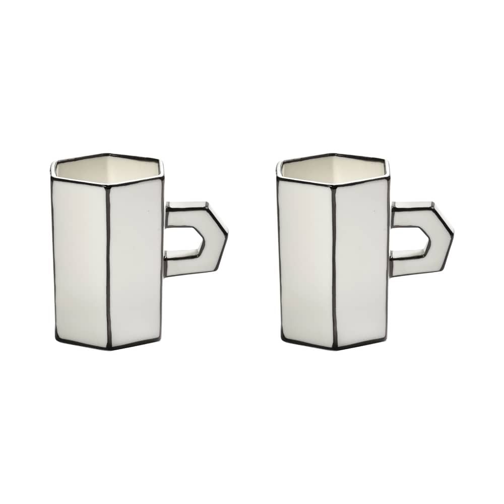Tazzina da caffè Carte Blanche ceramica bianco / Tazza Espresso doppia - Serax - Bianco e Nero - Porcellana