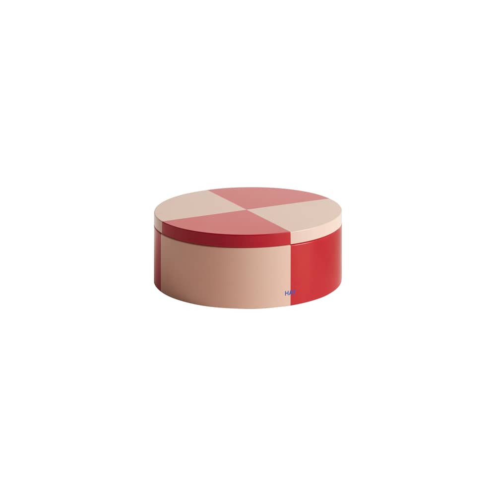 Tin Round Airtight box metal red / Ø 19.8 x H 7.3 cm - Hay - Red & Pink - Tinplate