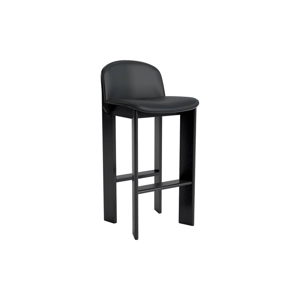 Chisel 35 High Bar chair leather black / Height: 75 cm - Leather upholstery - Hay - Black Leather (Grano) / Black - Foam, Lacquered oak veneer, Leather