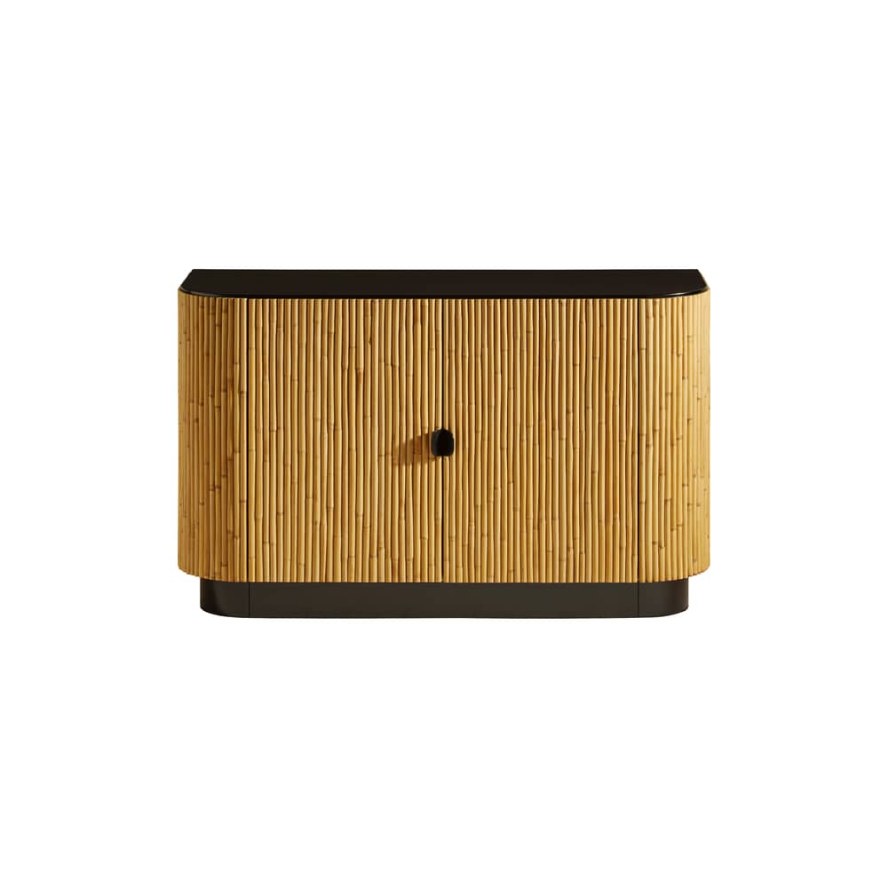 Buffet Riviera / L 120 x H 75 cm - Maison Sarah Lavoine - Rotin naturel / Laqué noir - Bois laqué, Rotin