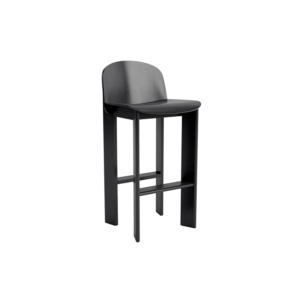 Chaise de bar Chisel 35 High bois noir / H 75 cm - Hay - Noir - Placage de chêne laqué