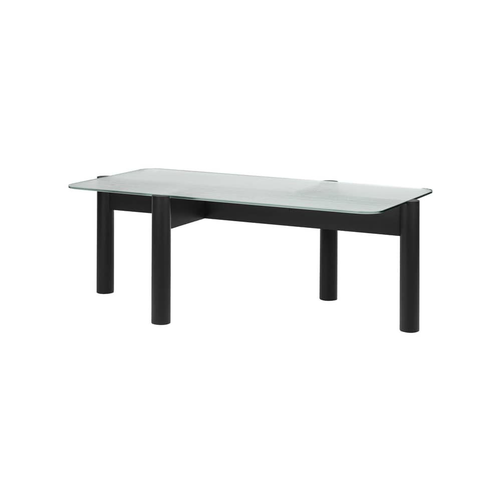 Couchtisch Kob glas schwarz / 105 x 55 x H 40,5 cm - NOO.MA - Schwarz Vulkan / Glas - Einscheiben-Sicherheitsglas, FSC-zertifiziertes massives Buchenholz