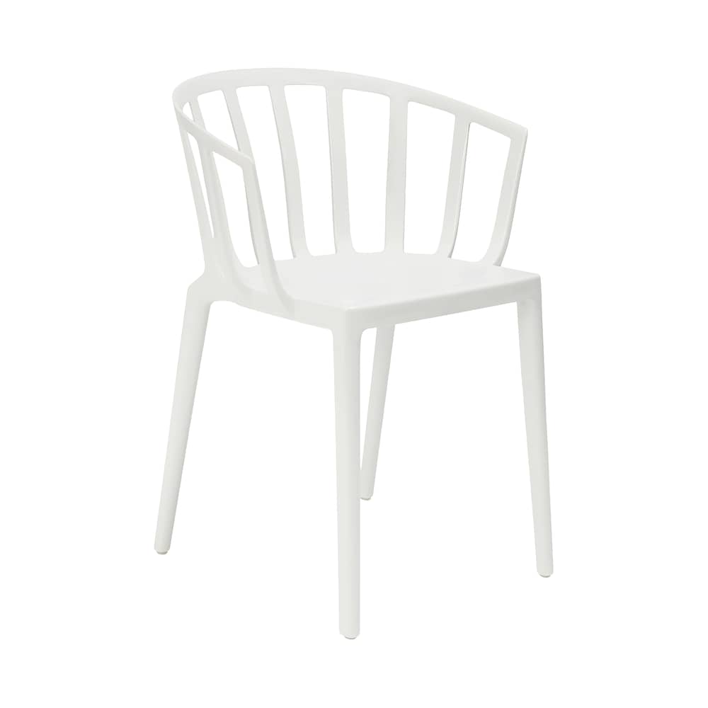 Fauteuil empilable Venice plastique blanc - Kartell - Blanc brillant - Technopolymère thermoplastique recyclé