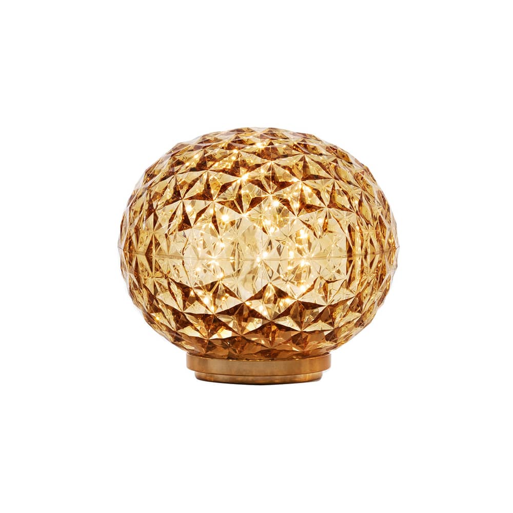 Lampada senza fili ricaricabile Mini Planet LED materiale plastico giallo / LED - Ø 16 x H 14 cm / Variatore - Kartell - Giallo trasparente - PMMA