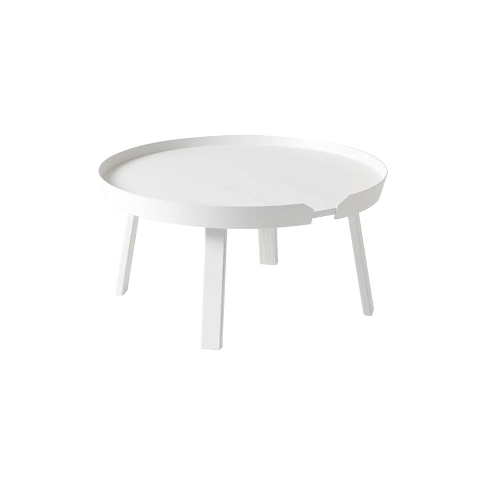 Table basse Around Large bois blanc / Ø 72 x H 37,5 cm - Muuto - Blanc - Frêne teinté