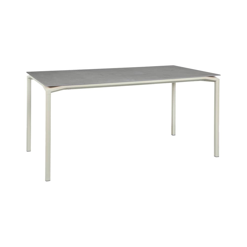 Table rectangulaire Calvi Minérale / 160 x 80 cm (6 personnes) - Plateau Dekton (aspect pierre) - Fermob - Gris (Dekton) / Pieds Gris argile - Aluminium laqué, Céramique Dekton