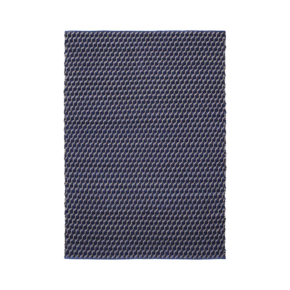 Tappeto Channel tessuto blu / 140 x 200 cm - Tessuto a mano - Hay - Blu - Cotone, Lana