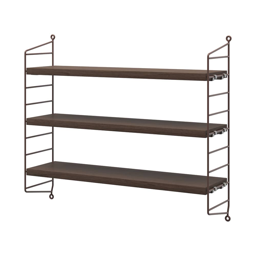 Étagère String® Pocket / L 60 x H 50 cm - Réédition 1949 - String Furniture - Marron foncé - Acier laqué, Aggloméré plaqué chêne