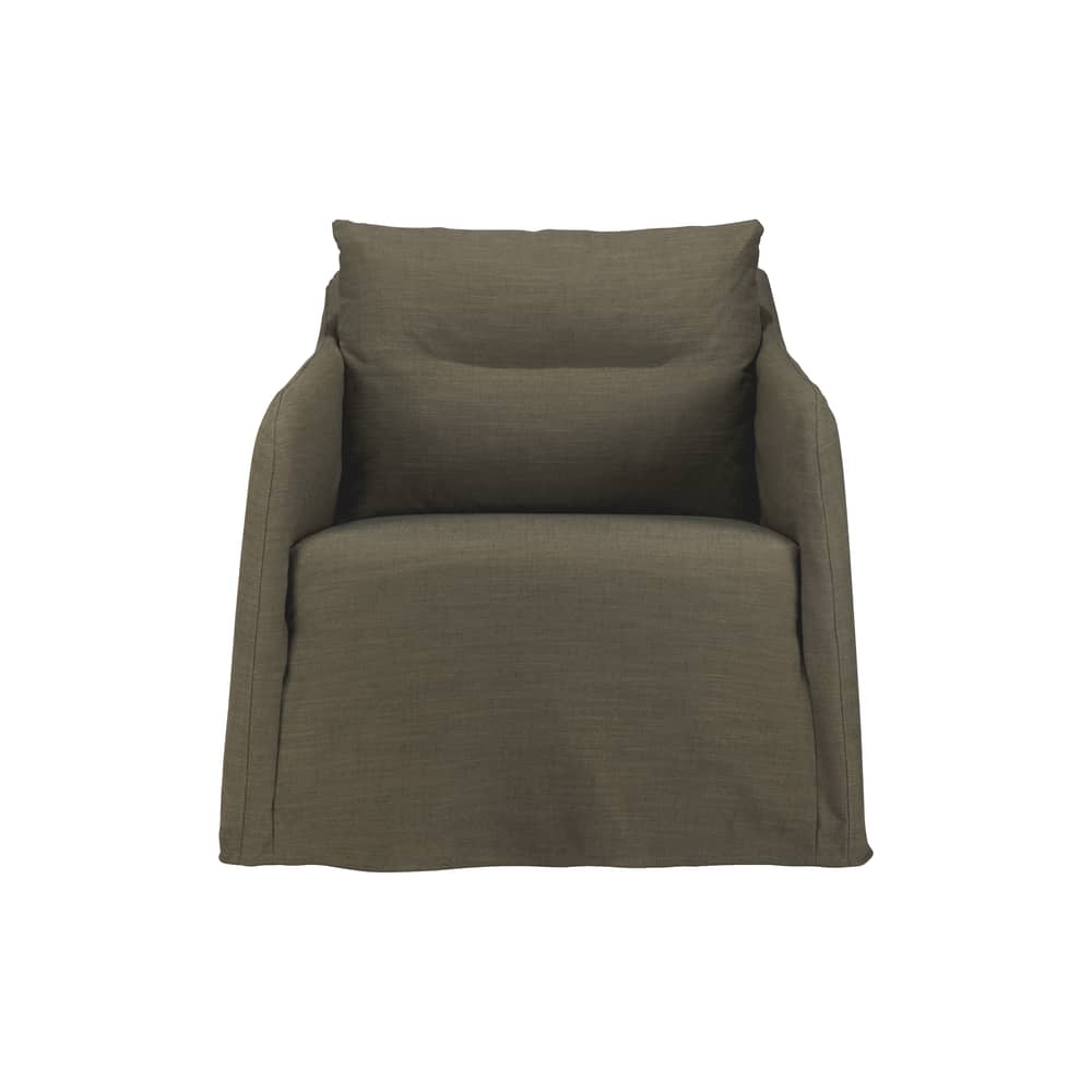 Fauteuil rembourré Weave tissu vert - Ethnicraft - Vert -  Plumes, Contreplaqué, Mélange de lin, Mousse