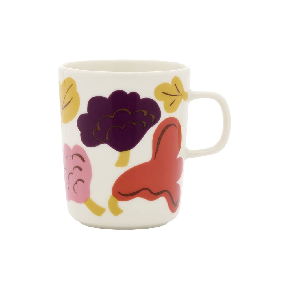 Mug Kukasta kukkaan céramique multicolore / 25 cl - Marimekko - Kukasta / Prune, rose, terracotta - Grès