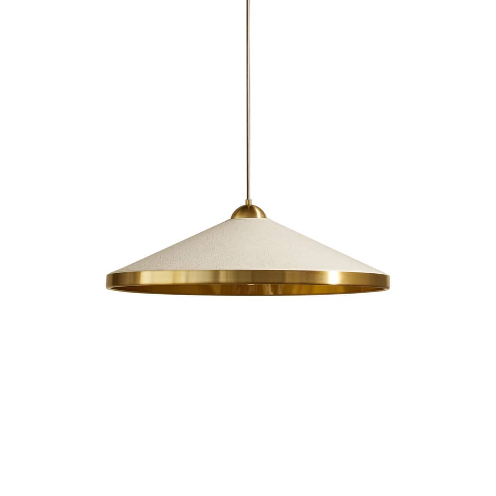 Songe Pendant textile white / Ø 60 cm - Maison Sarah Lavoine - Ecru / Brass - Brushed brass, Crinkled cotton