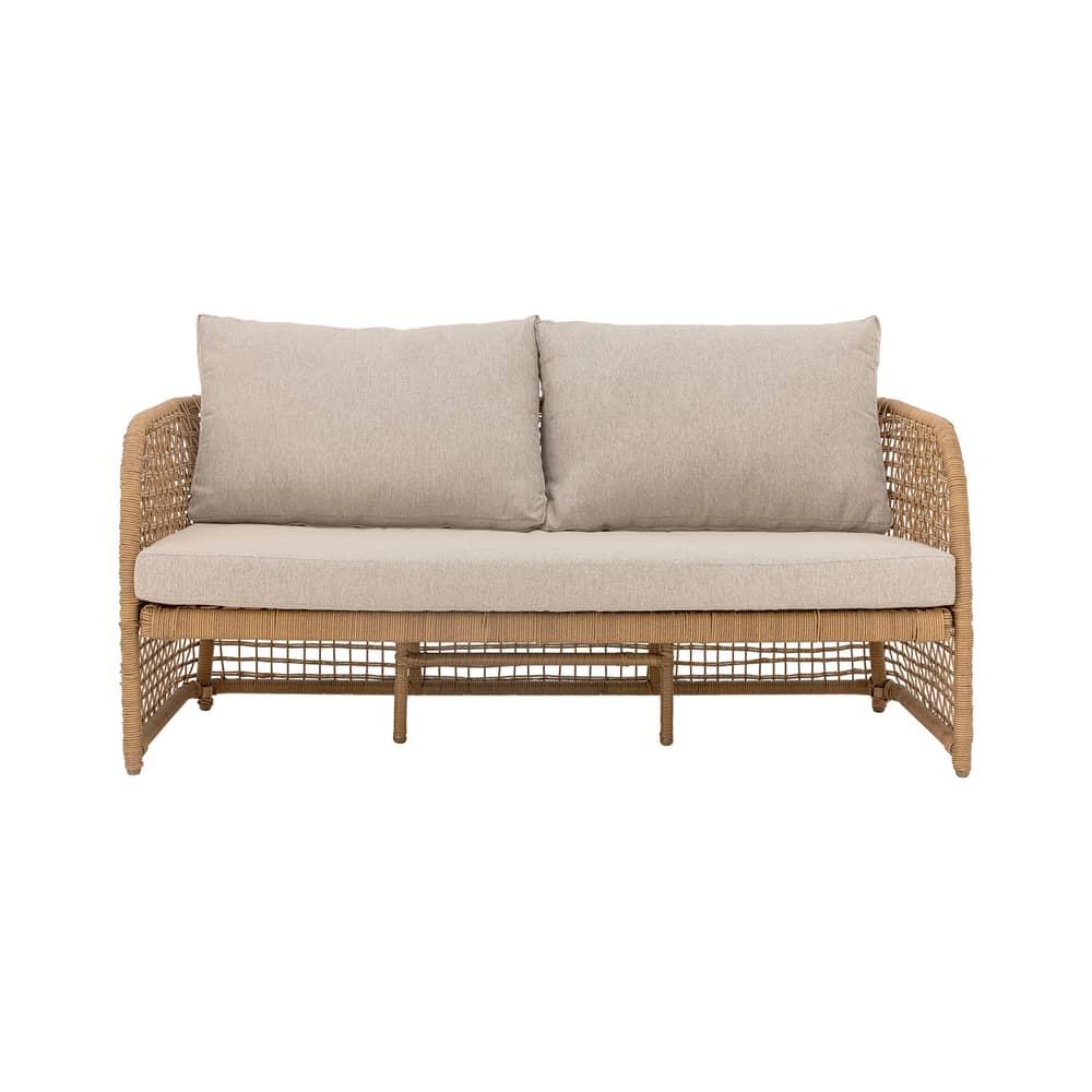 Canapé de jardin 2 places Penzano - Bloomingville - Naturel / Tissu beige - Aluminium, Polyrotin, Tissu polyester