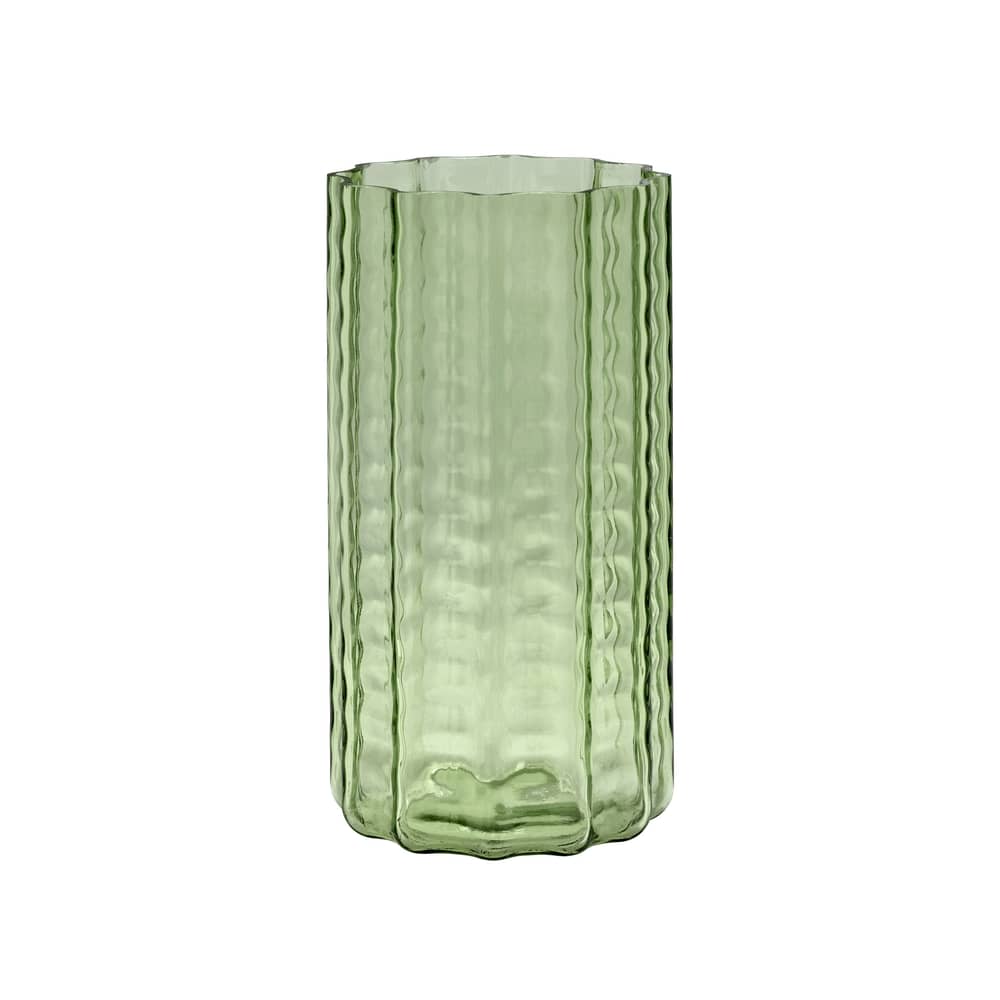 Vase Wave 02 / Ø 15 x H 28 cm - Serax - Vert - Verre soufflé bouche