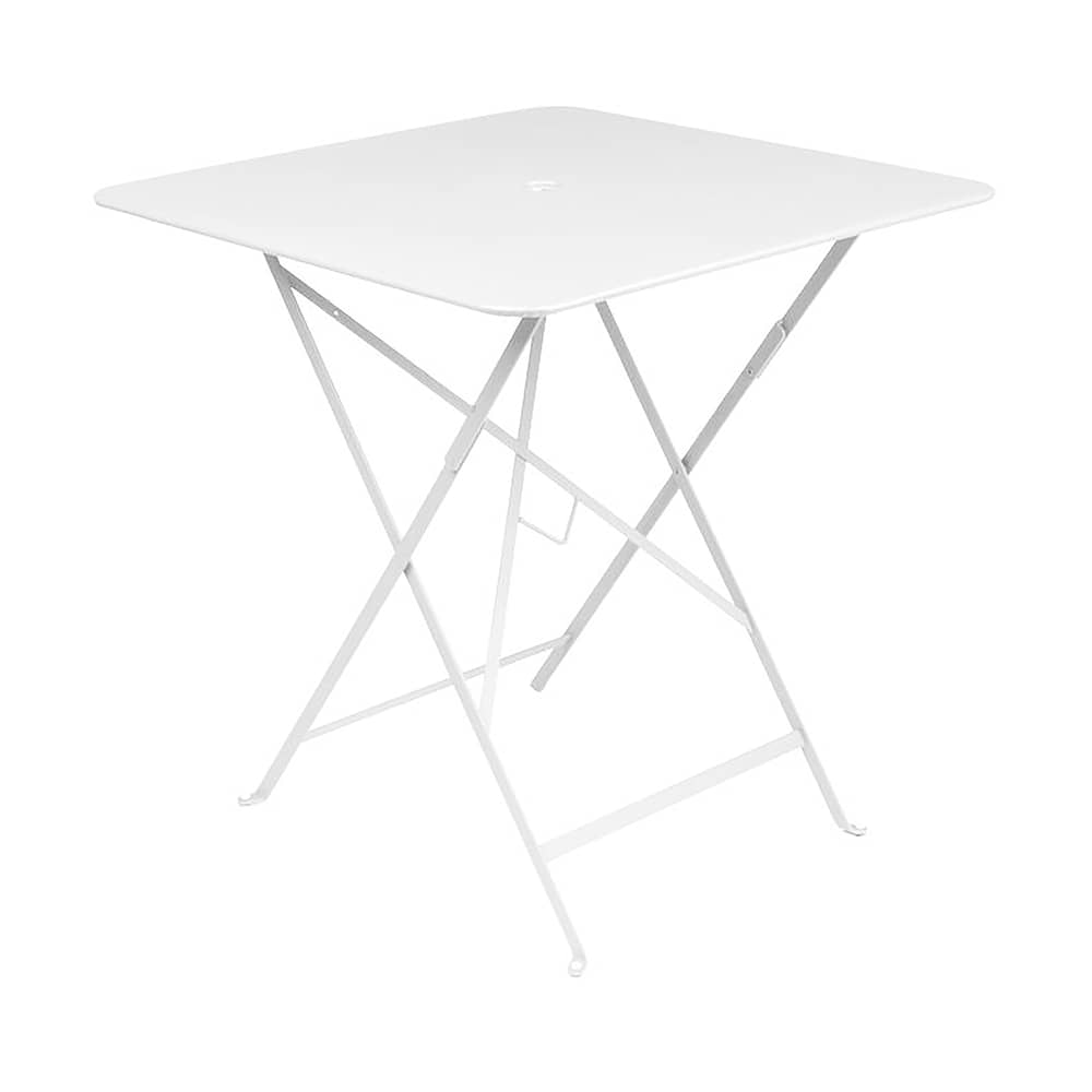 Bistro Foldable table metal white 71 x 71 cm - Foldable - With umbrella hole - Fermob - Cotton white - Lacquered steel