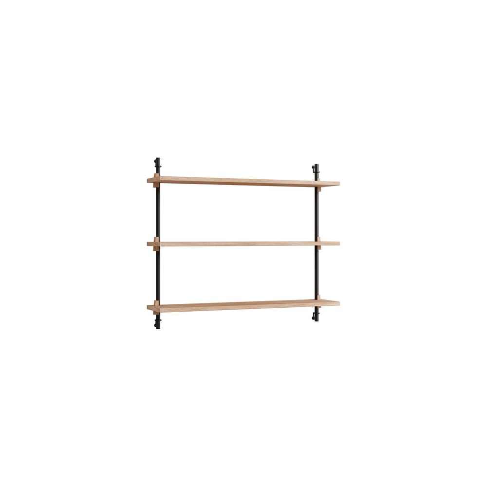 Etagère Wall Shelving – ws.65.1 / L 85 x H 65 cm x Prof. 17,5 cm - MOEBE - Chêne naturel / Noir - Acier, MDF placage chêne