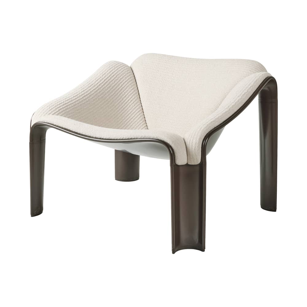 Fauteuil rembourré F300 tissu blanc / Pierre Paulin, réédition 1966 - Gubi - Tissu écru / Marron - HiREK, Mousse, Tissu