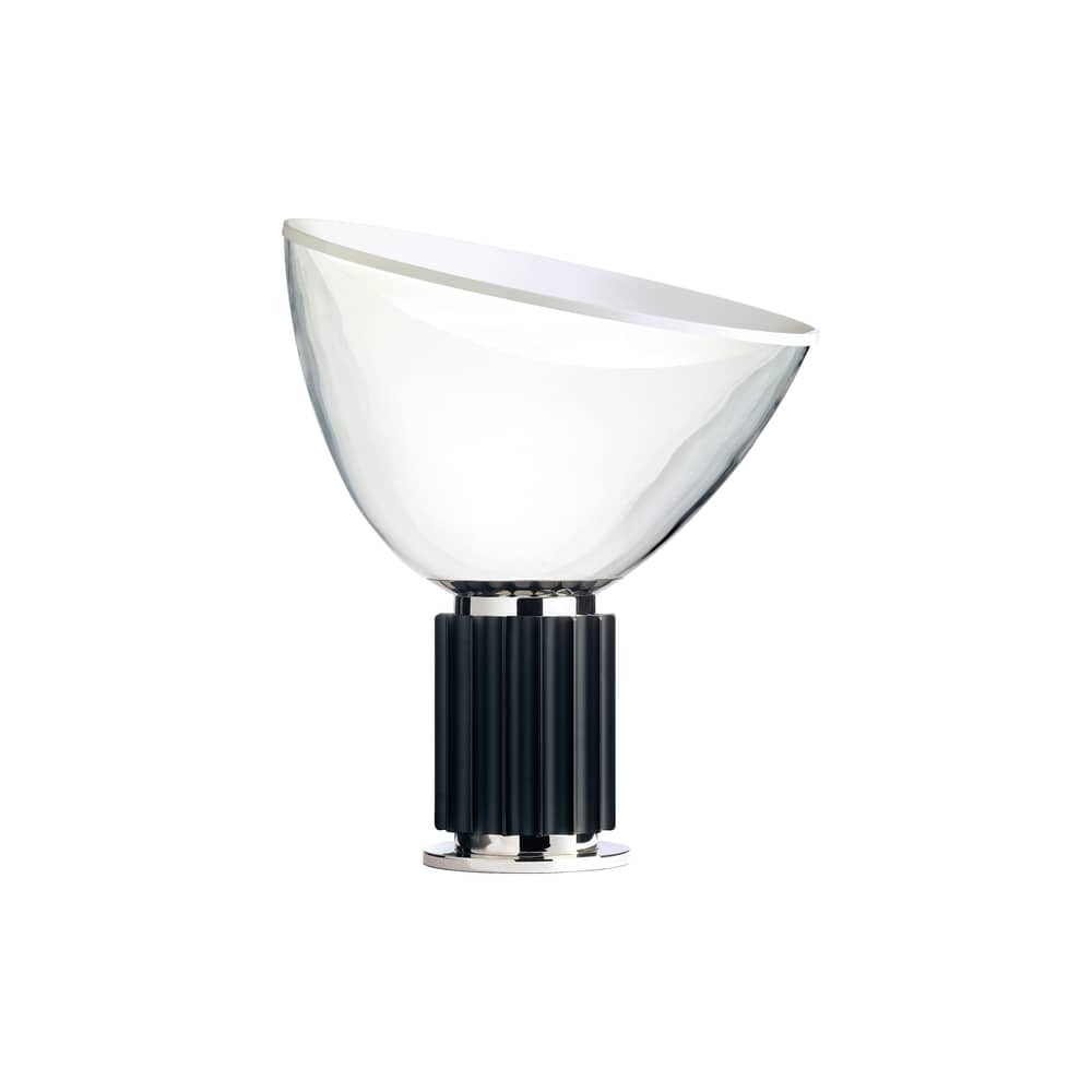 Lampada da tavolo Taccia LED vetro nero / H 64,5 cm - Castiglioni, 1962 - Flos - Base nero - Alluminio, Vetro soffiato a bocca