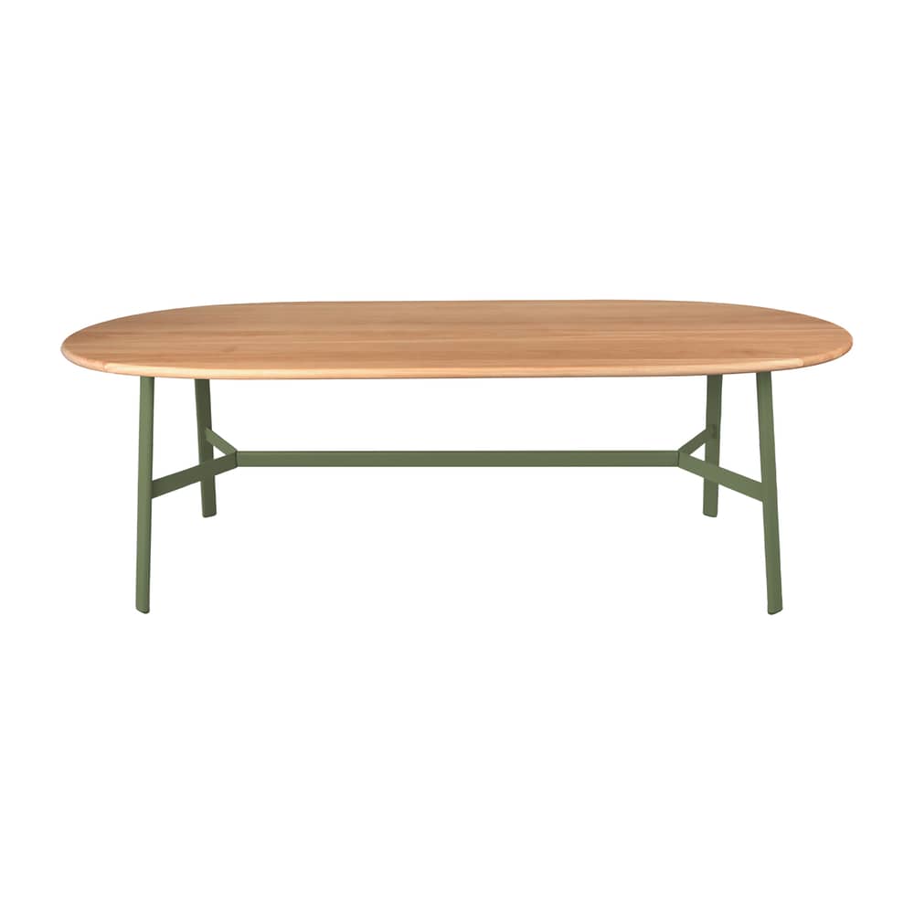 So\'O Oval table wood green / 220 x 95 cm - 9 to 10 people - Fermob - Cactus / Natural oak - Solid oak, Steel