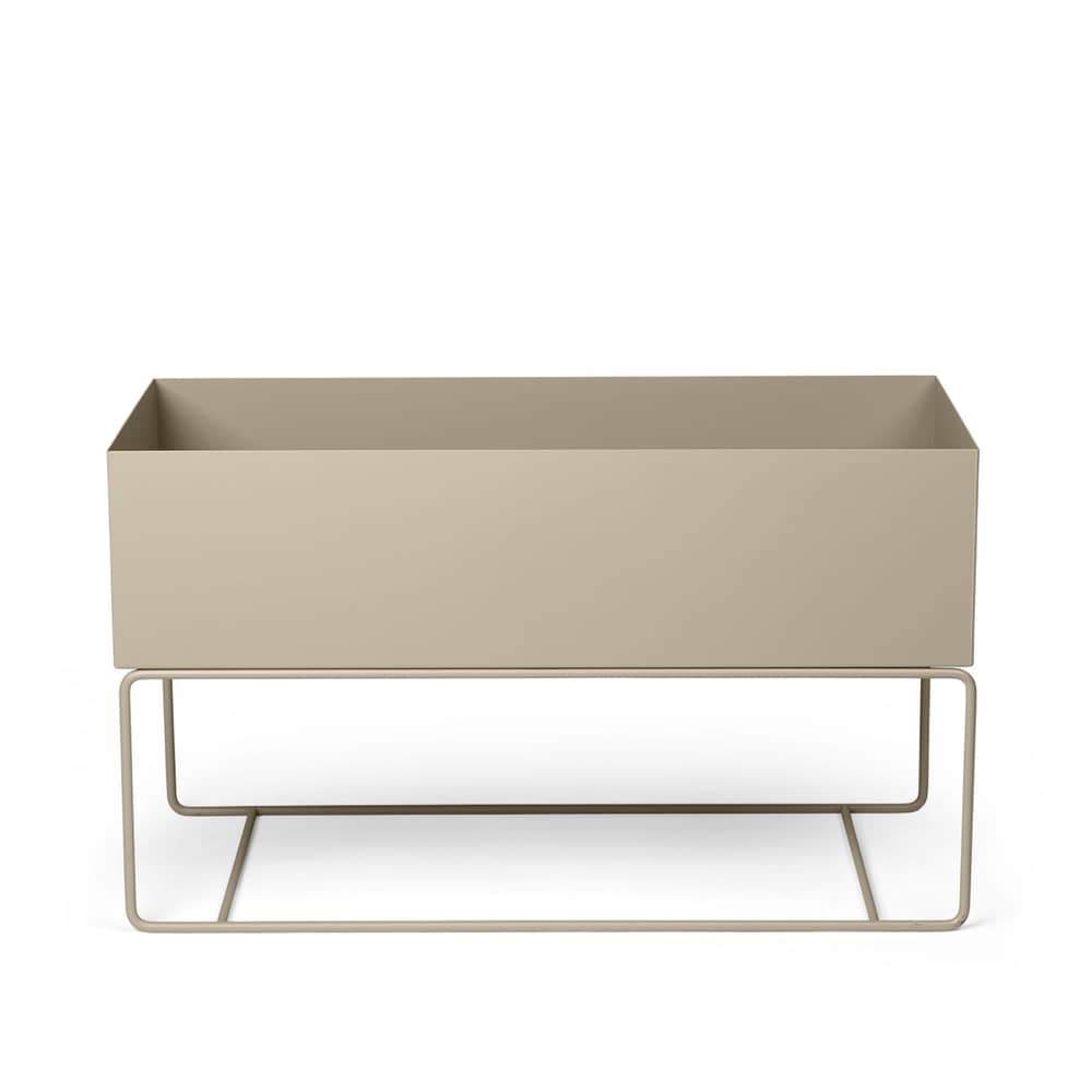 Plant Box Large Pflanzengefäß mit Gestell / L 77 x H 45 cm x Tiefe. 34 cm - Ferm Living - Kaschmir-beige - Epoxid-lackierter Stahl