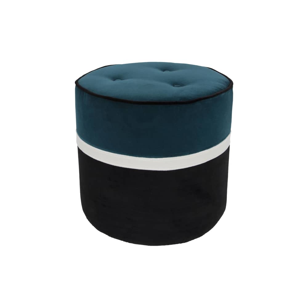 Pouf Léo Small / Ø 42 x H 40 cm - Velours - Maison Sarah Lavoine - Bleu (velours) - Bois, Mousse, Velours