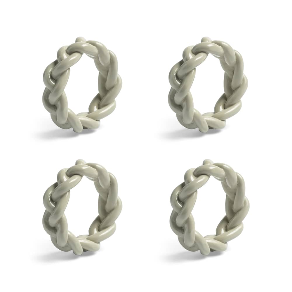 Rond de serviette Braid / Set de 4 - Polyrésine - & klevering - Gris - Polyrésine