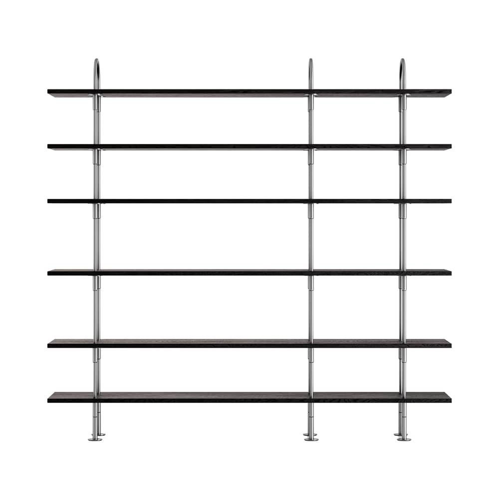 Keen Shelf wood black / W 208 x H 198.5 cm - 6 shelves - Gubi - Black / Steel - Stainless steel, Tinted ashwood