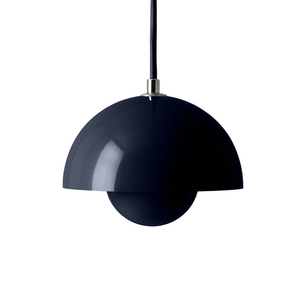 Suspension Flowerpot VP10 métal bleu / Ø16 cm - By Verner Panton, 1968 - &tradition - Bleu acier - Aluminium laqué