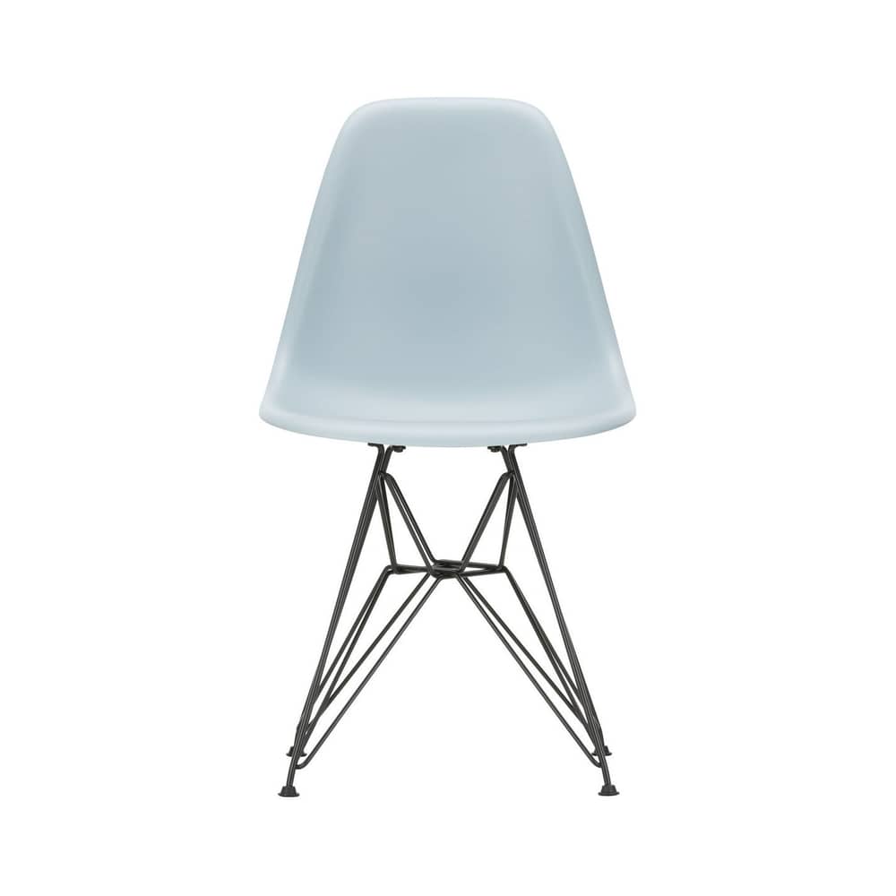 Chaise RE DSR - Eames Plastic Side Chair / (1950) - Pieds noirs / Recyclé - Vitra - Gris bleuté / Pieds noirs - Acier laqué époxy, Plastique recyclé post-consommation