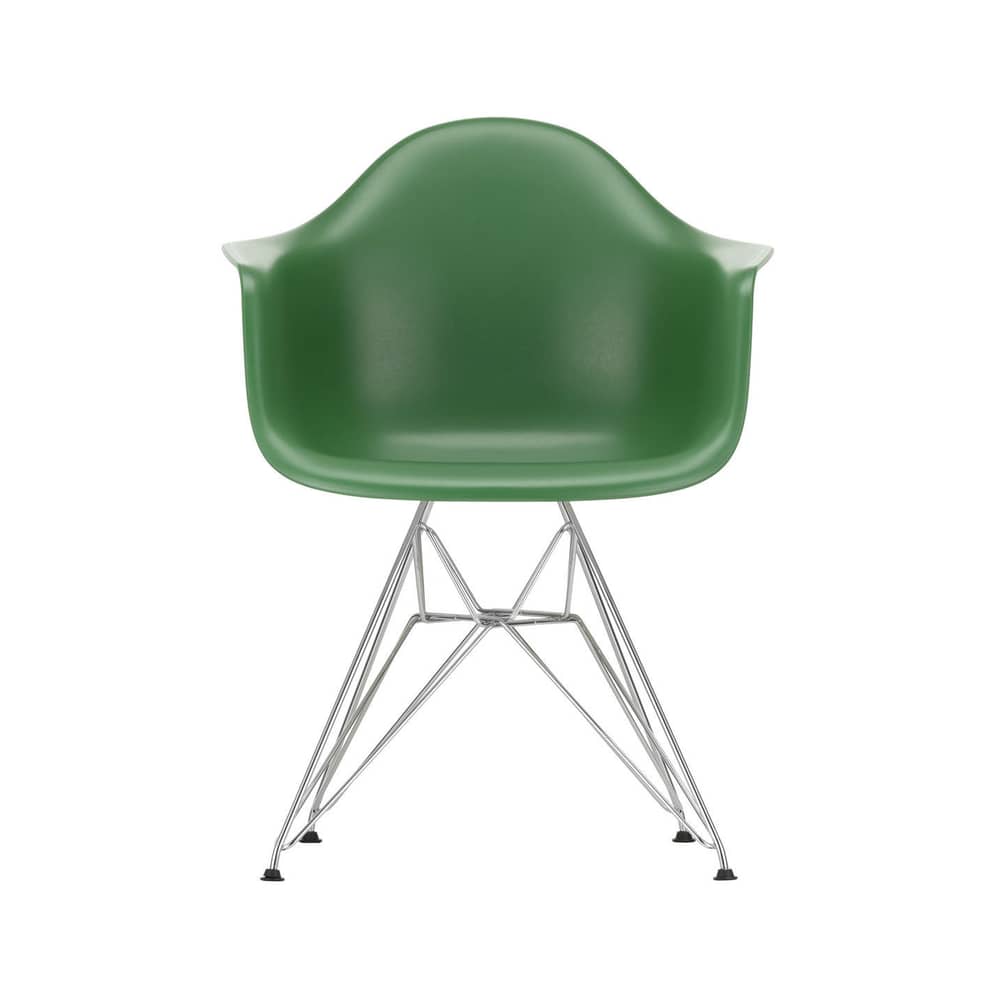 Fauteuil RE DAR - Eames Plastic Armchair / (1950) - Pieds chromés / Recyclé - Vitra - Vert émeraude / Pieds chromés - Acier chromé, Plastique recyclé post-consommation