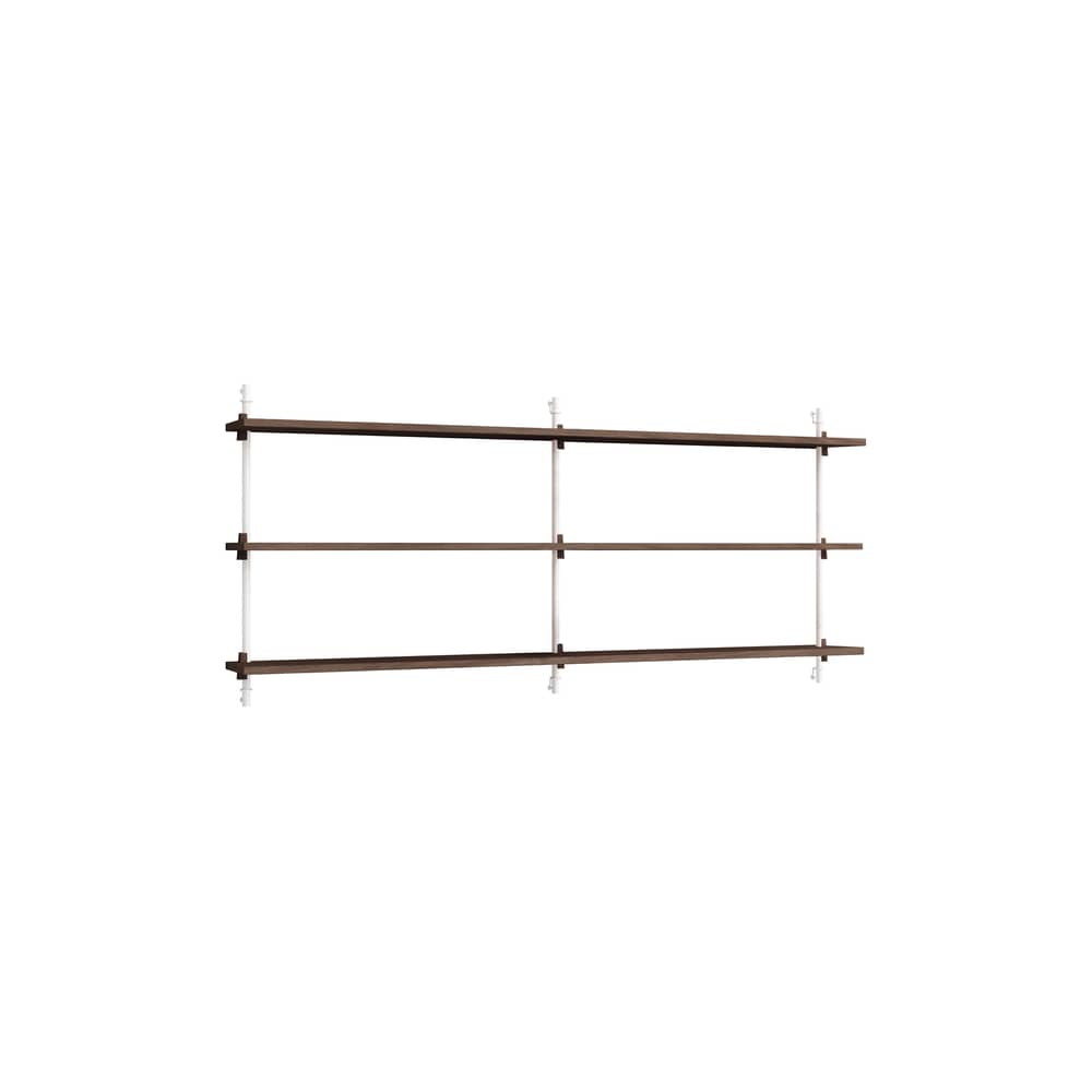 Regal Wall Shelving – ws.65.2 holz braun / B 162 x H 65 cm x Prof. 17,5 cm - MOEBE - Eiche geräuchert / Weiß - MDF Eichenfurnier, Stahl