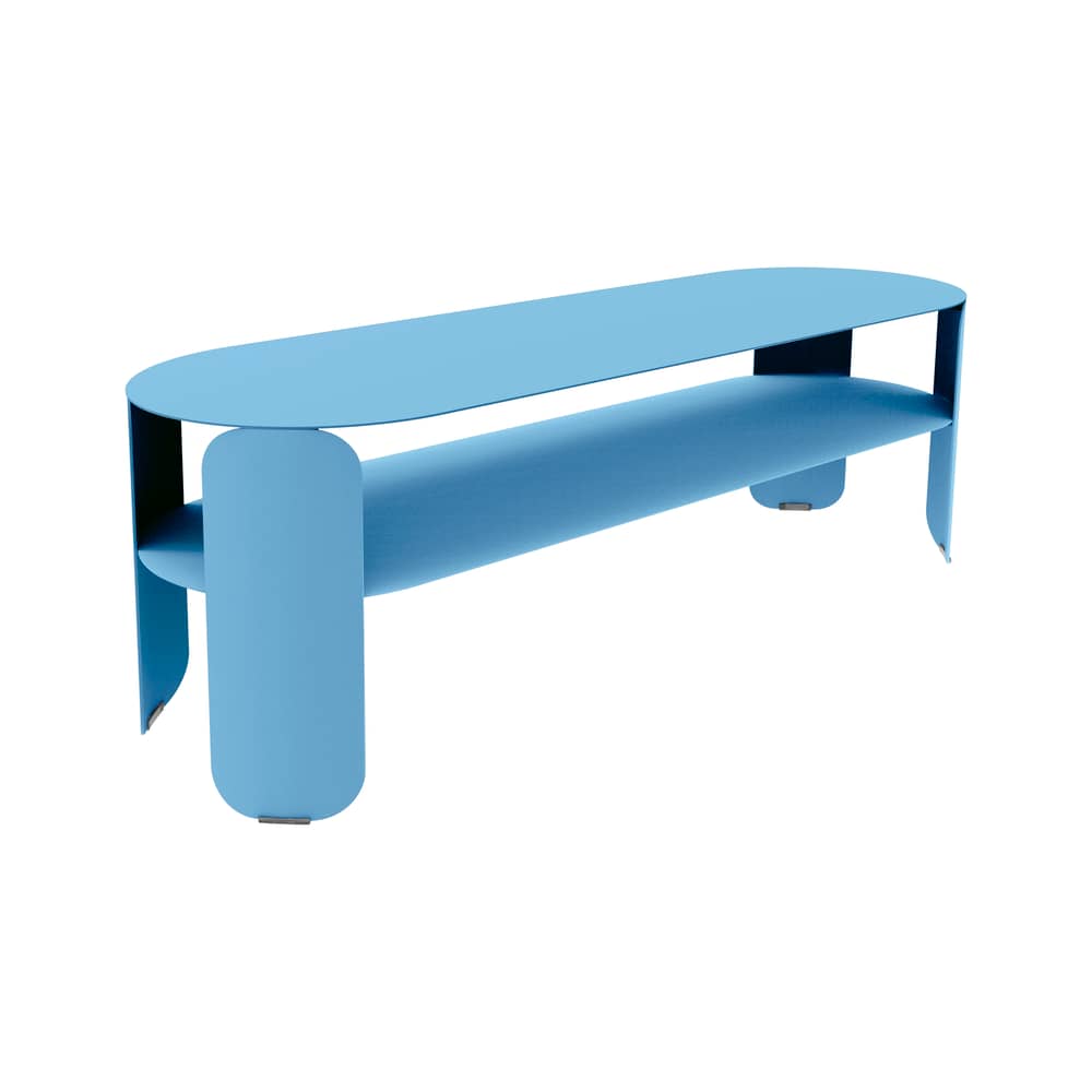 Console basse Bebop / 120 x 40 x H 42 cm - Fermob - Bleu Maya - Acier, Aluminium