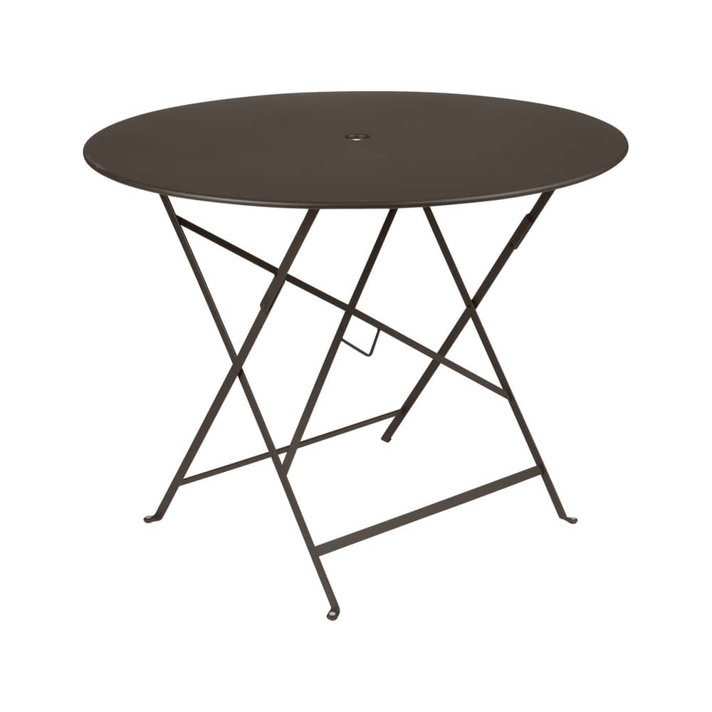Klapptisch Bistro metall braun / Ø 96 cm - 5 Personen / Sonnenschirmloch - Fermob - Tonka - lackierter Stahl